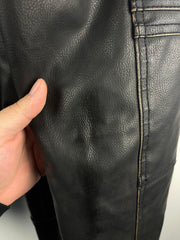 Vintage Guess Café Racer Moto Dark Brown Leather Jacket
