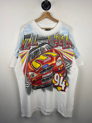 Vintage 2000 Nascar Chase Bill Elliott McDonalds Racing Team All Over Print White Tee