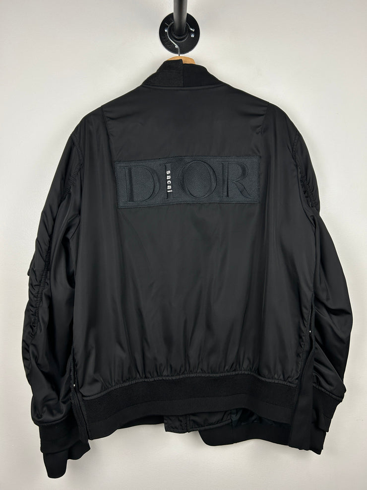 Dior X Sacai FW21 Black Hybrid Zip Up Bomber Jacket