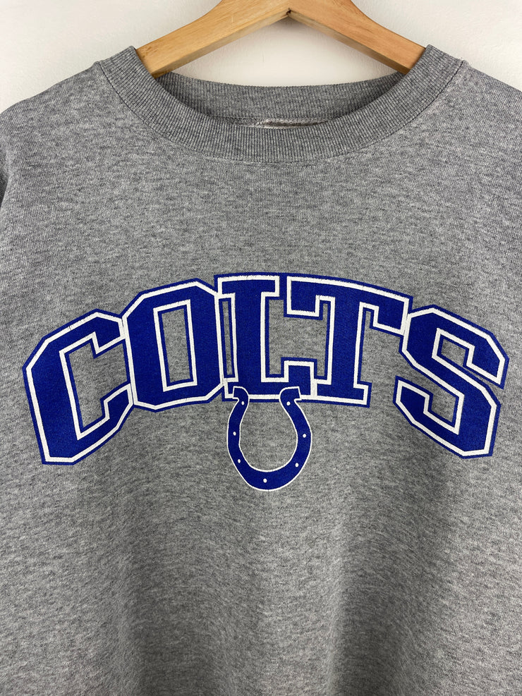 Vintage 90s NFL Puma Indianapolis Colts Spellout Grey Crewneck