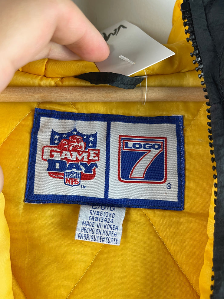Vintage 90s NFL Logo 7 Pittsburgh Steelers Black Insulated Hooded Jacket
