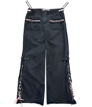 Vintage 90s Tripp NYC Black & Baby Pink Rave Women’s Cargo Pants