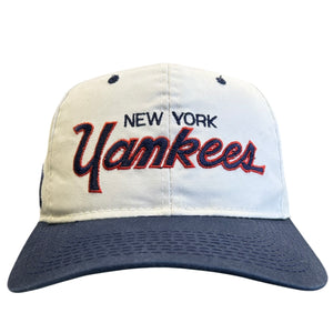 Vintage 90s MLB Sports Specialties New York Yankees Script White Snapback Hat