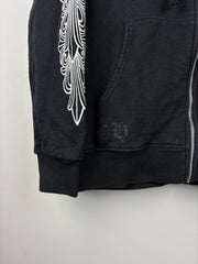 Chrome Hearts Malibu Floral Horseshoe Black Thermal Zip Up Hoodie