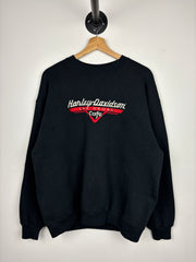 Vintage 90s Harley Davidson Cafe Las Vegas Embroidered Black Crewneck