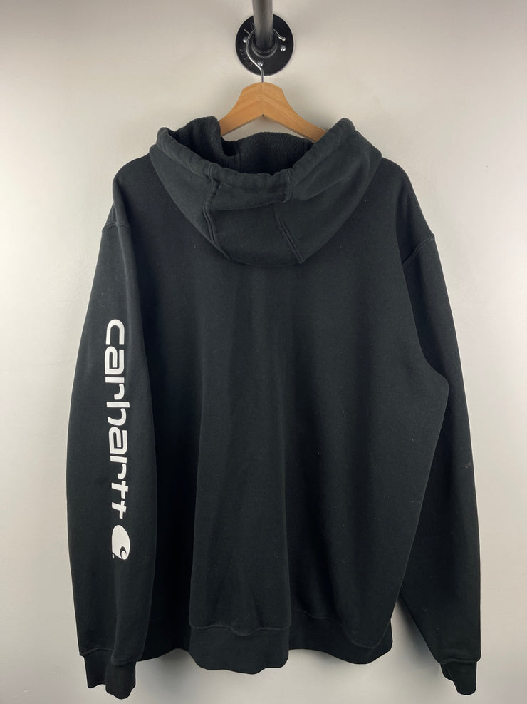 Vintage Carhartt Patch Spellout Black Hoodie