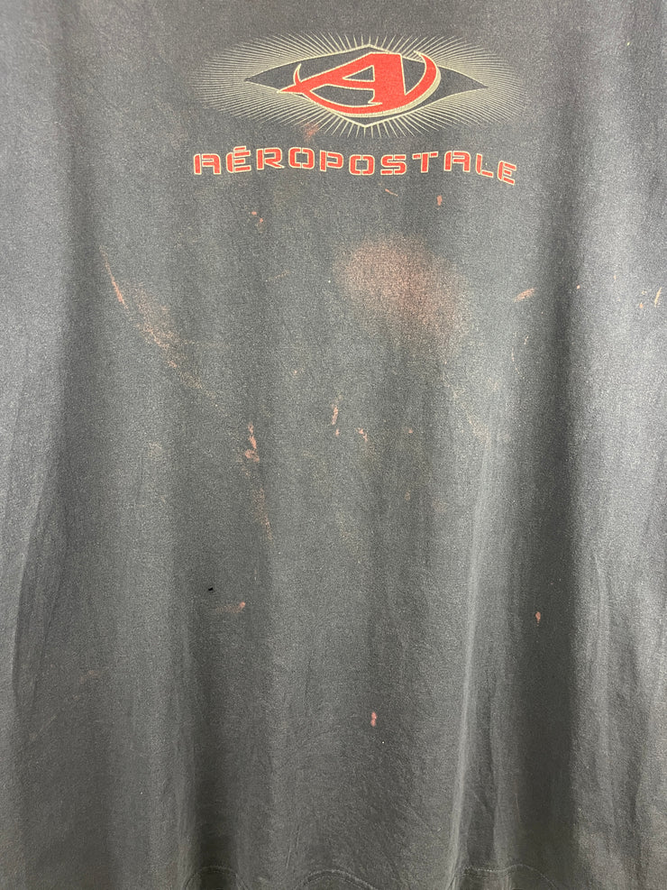 Vintage 90s Aeropostale Spellout Faded Navy Tee