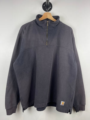 Vintage Carhartt Patch Thrashed Navy Quarter Zip Sweater