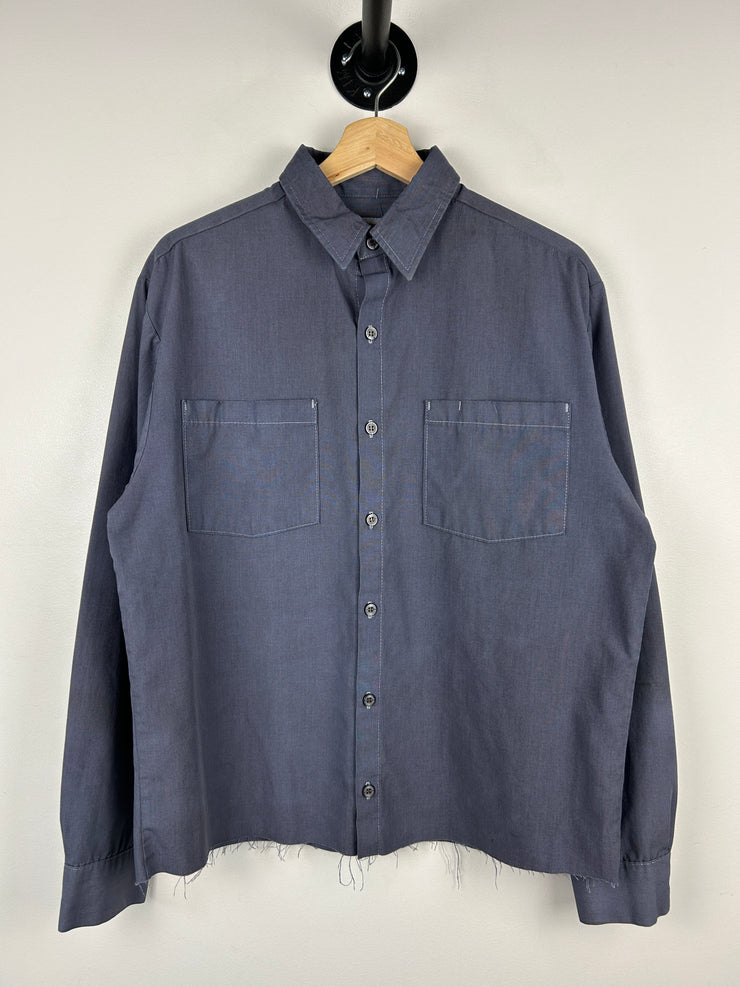 Vintage Inmate Dept Of Corrections Prison Uniform Cropped Button Up Long Sleeve Shirt