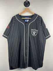 Vintage 90s NFL Starter Los Angeles Raiders Pinstripe Black Baseball Jersey