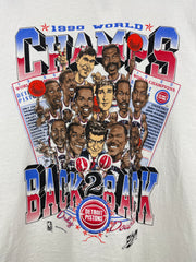 Vintage 90s NBA Detroit Pistons Champions Caricature White Tee