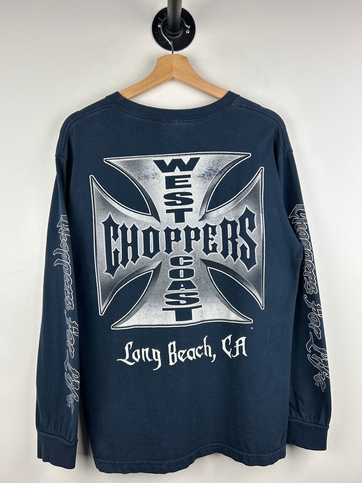 Vintage West Coast Choppers Long Beach Chrome Logo Navy Long Sleeve