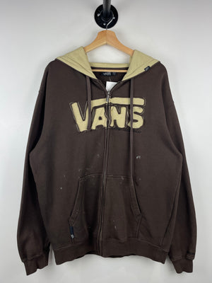 Vintage Vans Skateboards Embroidered Brown Zip Up Hoodie