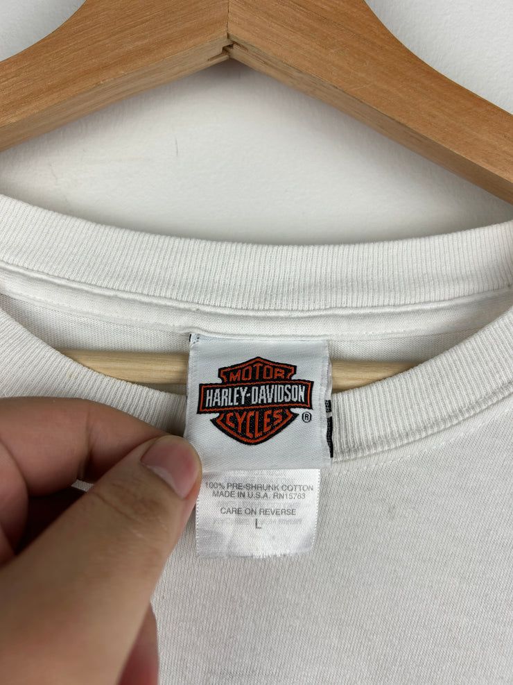 Vintage 2003 Harley Davidson Skulls White Long Sleeve