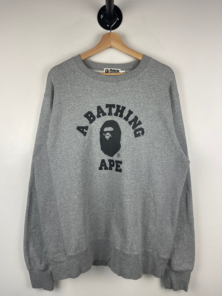 Bape College Logo Grey Crewneck