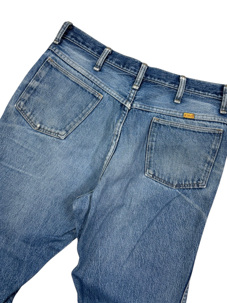 Vintage 70s Rustler Patchwork Blue Denim Jeans