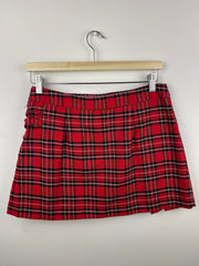 Vintage 90s Smart Set Women's Red Plaid Pleated Mini Skirt