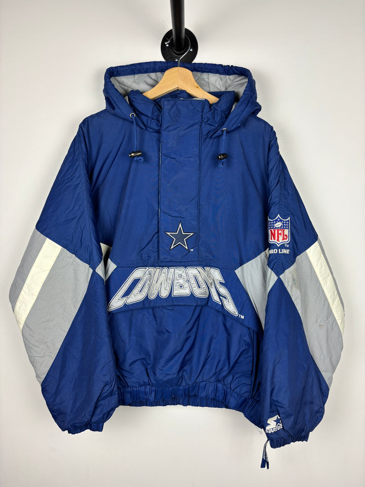 Vintage 90s NFL Starter Dallas Cowboys Pro Line Blue Hooded Jacket