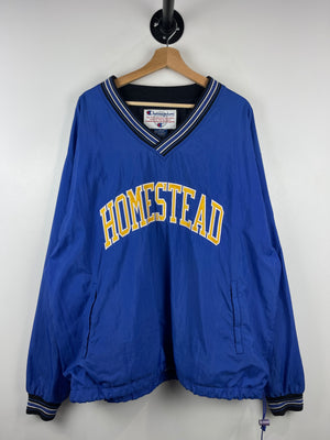 Vintage 90s Champion Homestead School Indiana Blue Pullover Windbreaker