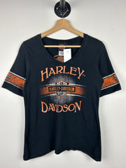 Vintage Harley Davidson Algona Black Women’s V-Neck Tee