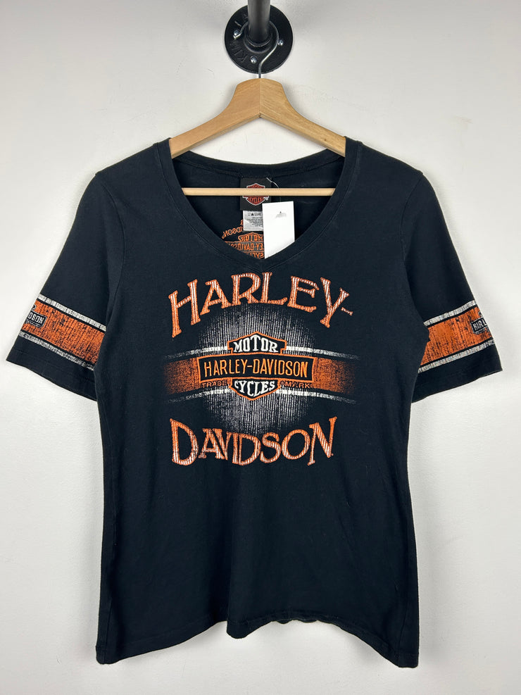 Vintage Harley Davidson Algona Black Women’s V-Neck Tee