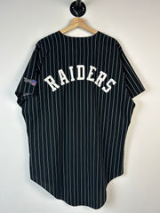 Vintage 90's Chalk Line Los Angeles Raiders Pin Stripe Black Baseball Jersey