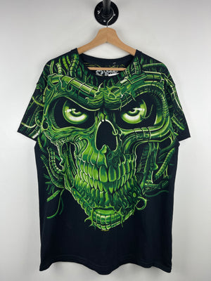 Vintage Liquid Blue Skull Black Tee