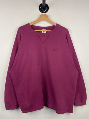 Vintage 90s Nike Tonal Mini Swoosh Wine Burgundy Crewneck