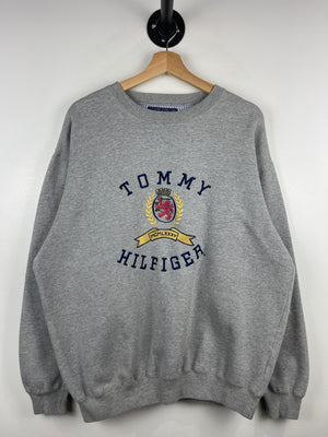 Vintage 90s Tommy Hilfiger Embroidered Grey Crewneck