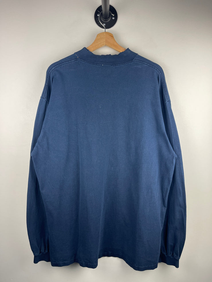 Vintage 90s Nike Golf Swoosh Mock Neck Navy Long Sleeve