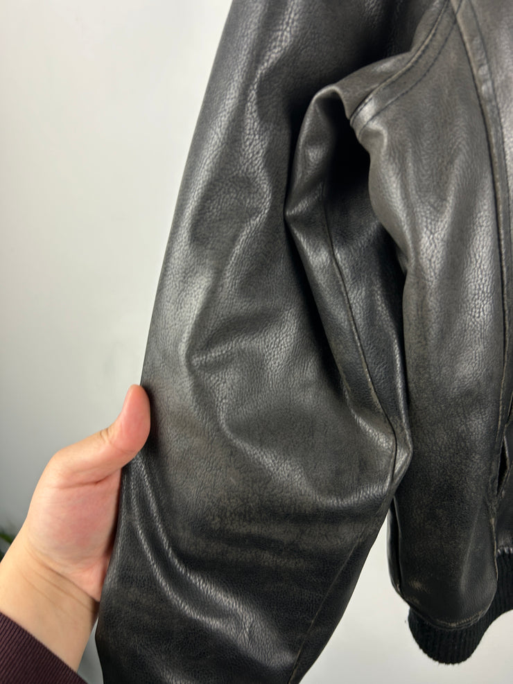 Vintage US Polo Assn Black Leather Bomber Jacket