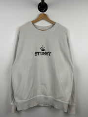 Stussy Bent Crown Embroidered Natural Crewneck