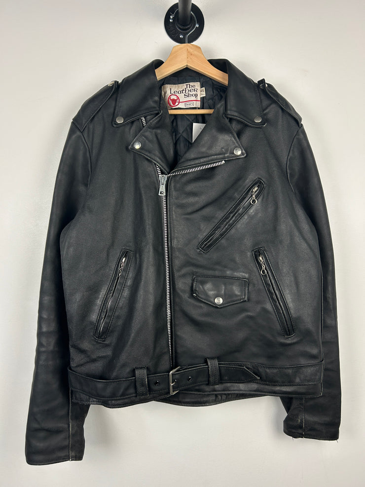 Vintage 80s Sears The Leather Shop Black Motorcyle Moto Black Leather