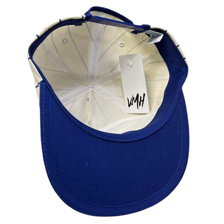 Vintage 90s Labatt Blue Beer Slo Pitch White Pin Stripe Snapback Hat