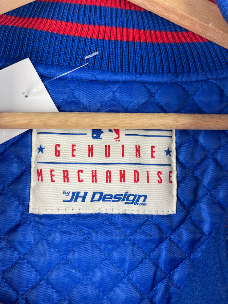 Vintage 90s MLB Jeff Hamilton Chicago Cubs Blue Wool & Leather Varsity Jacket