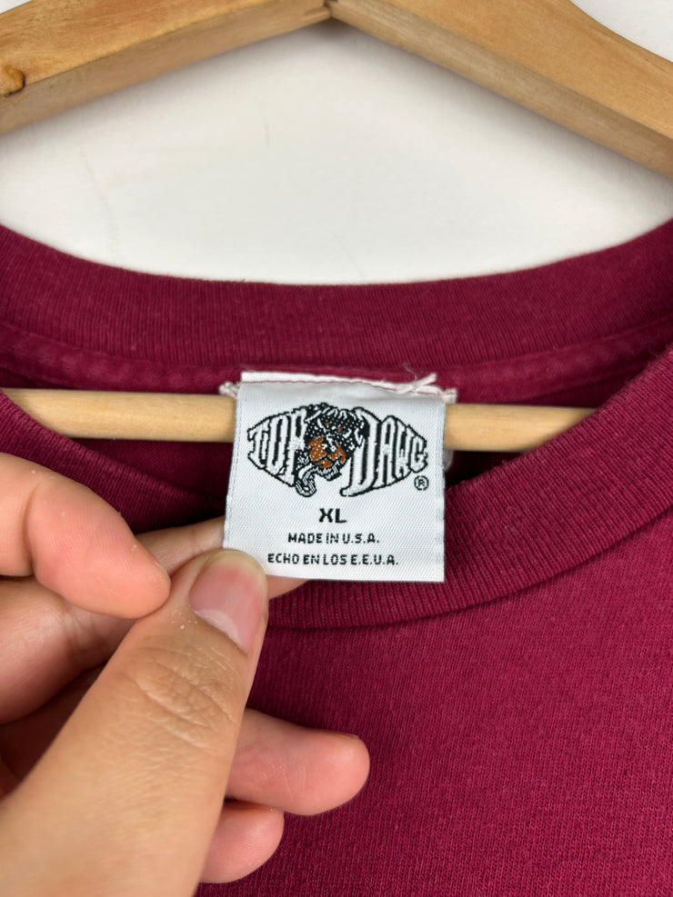 Vintage 90s Top Dawg The American Legend Biker Burgundy Tee