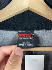 Vintage 90s ESPN The Magazine Grey Quarter Zip Fleece Sweater