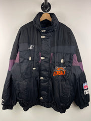 Vintage 90s NFL Logo Athletic Cincinnati Bengals Black Bomber Jacket