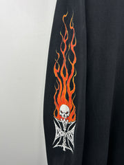 Vintage 2003 West Coast Choppers Flames Skull Black Long Sleeve