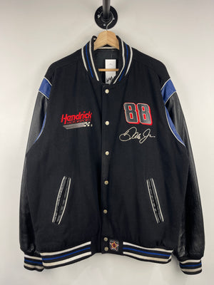 Vintage Nascar Jeff Hamilton Dale Jr National Guard Black Leather Reversible Racing Jacket