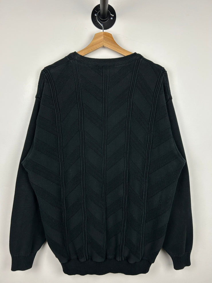 Vintage 90s Tosani 3D Pattern Black Knit Sweater