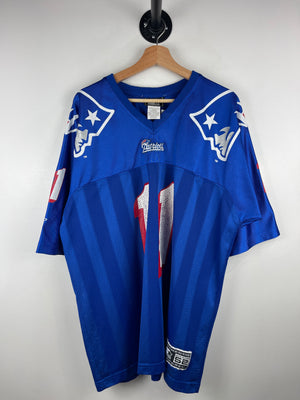 Vintage 90s NFL Starter New England Patriots Drew Bledsoe Blue Football Jersey