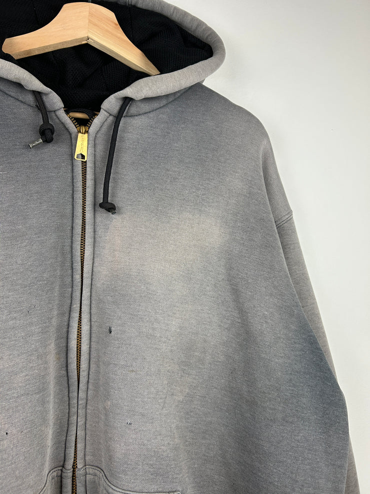 Vintage 90s Carhartt Patch Thermal Lined Faded Grey Zip Up Hoodie