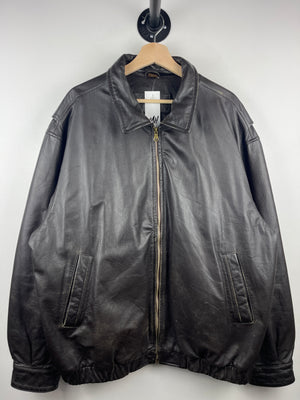 Vintage 90s St Johns Bay Dark Brown Leather Bomber Jacket