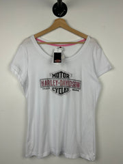 Harley Davidson Rhinestone Logo White Women’s Tee