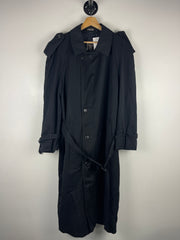 Vintage 90s Christian Dior Monsieur Black Wool Trench Coat