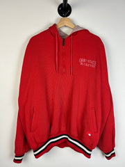 Vintage 90's Russell Ohio State Buckeyes Waffle Knit Quarter Zip Red Hoodie