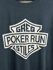 Vintage 80s Harley Davidson Greg Styles Poker Run Black Ringer Tee
