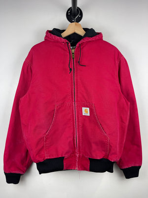 Vintage Carhartt Active Red Hooded Work Jacket J04 RED
