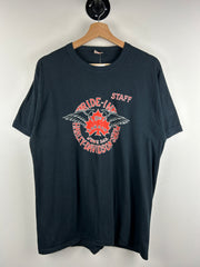 Vintage 80s Harley Davidson London Show Staff Black Ringer Tee